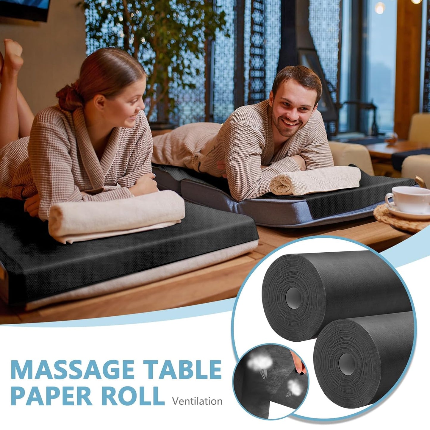 Tudomro 2 Roll Disposable Non Woven Bed Sheets 24 x 71 Inch Massage Table Paper Covers Non Woven Fabric Massage Sheets Waterproof Spa Breathable Bed Cover for Beauty Salon, Hotels(Black)