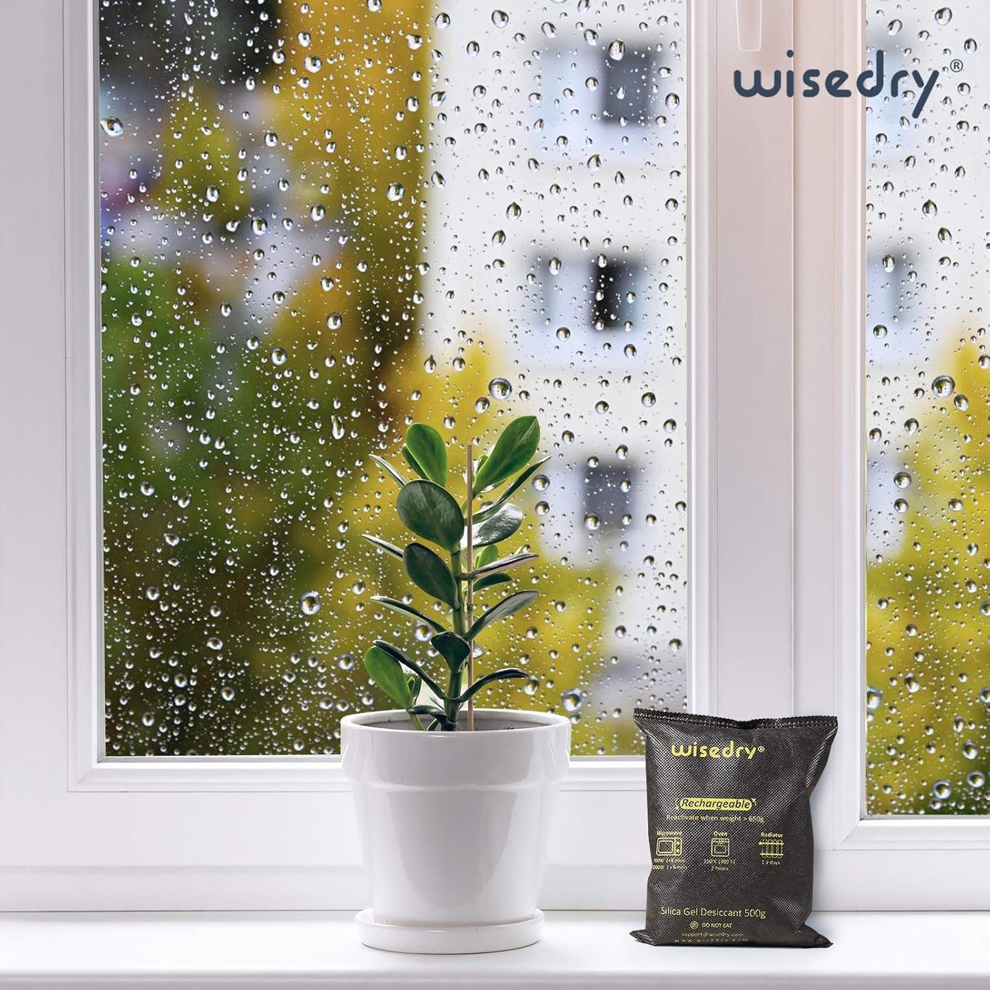 wisedry 4 x 500 Grams [4.4 lbs] Rechargeable Silica Gel Car Dehumidifier, Microwave Fast Reactivated Desiccant Packets Large for Gun Safe Closet Basement Garage Storage Moisture Absorber Bag Reusable