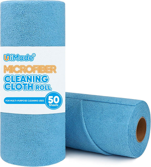Microfiber Cleaning Cloth, 50 Sheets Shop Towels Commercial Grade Washcloths Lint-Free Clean Rags Bulk Towels for Cars Mechanic Restaurant Garage Housekeeping, 11.5"x 11.5", Blue
