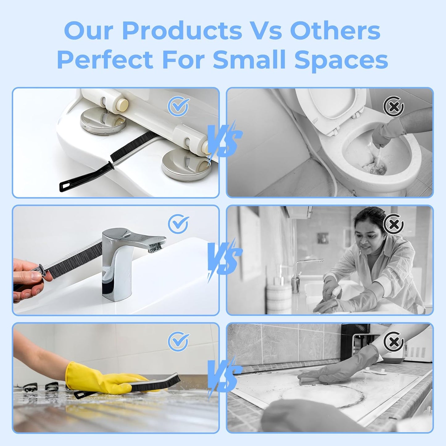 Crevice Cleaning Brush, Hard-Bristled Gap Scrub Brush, Toilet Gap Cleaning Brush Tool, for Scrub Small Spaces, Kitchen, Bathroom, Corner, Grout, Sink, Window Tracks, Hinges, 6pcs