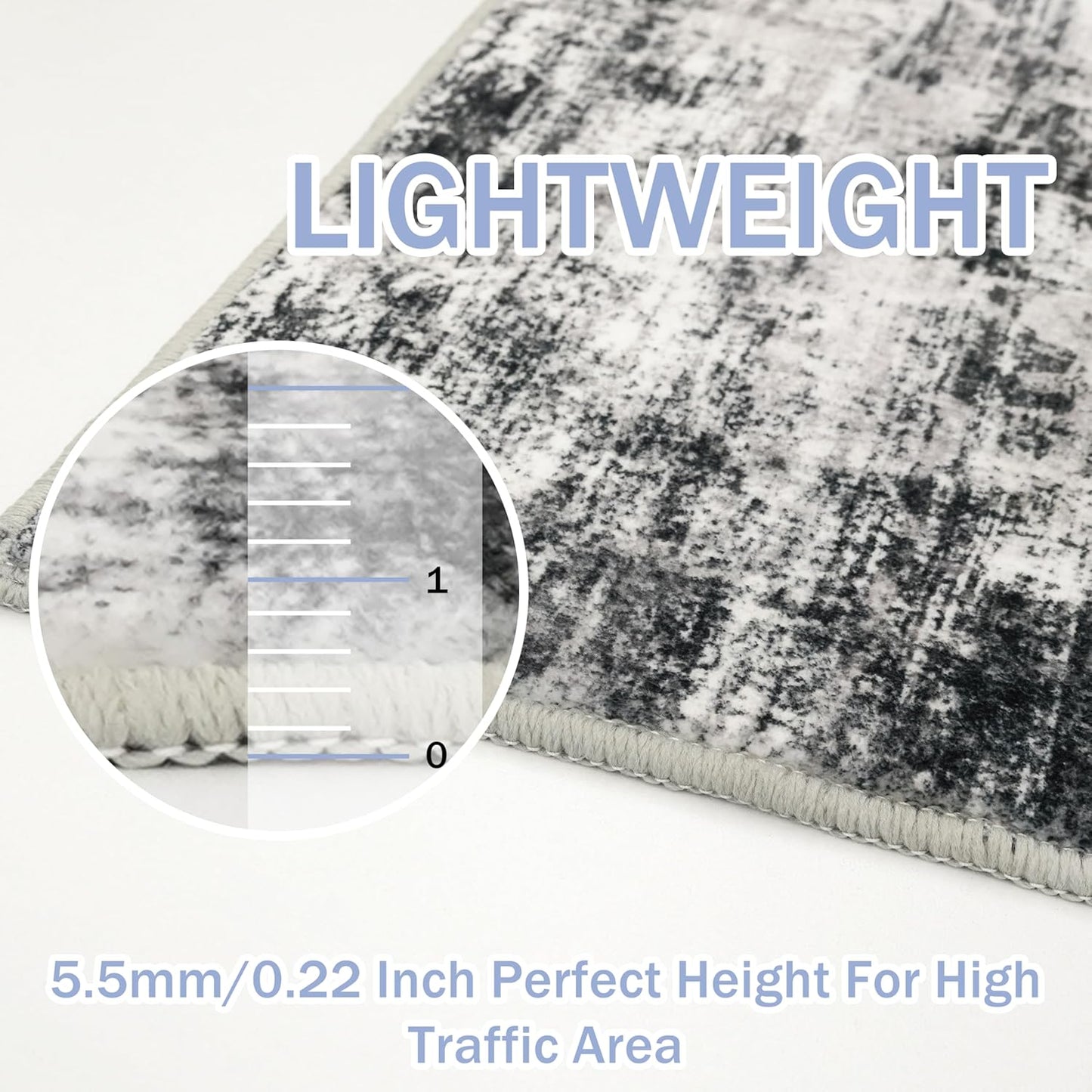 IOHOUZE Abstract Runner Rug 3x16 Ft Long Washable Runners for Hallways, Non Slip Kitchen Runner Printed Faux Wool Entryway Runner Indoor, Modern Abstract Floor Carpet for Hall Stair, Black Grey