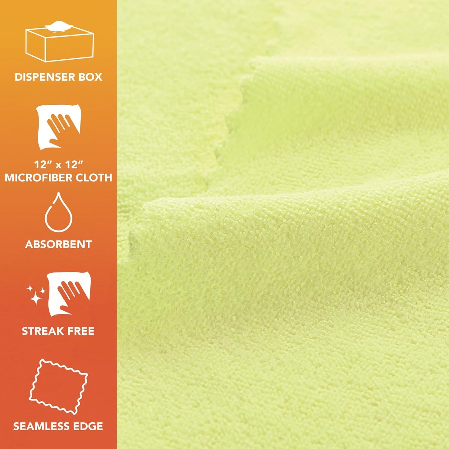 Arkwright Smart Rags in Box - (Pack of 50) Lint Free Microfiber Cleaning Cloth, Scratch & Streak-Free, Dispensable Wash Towels for Cars, Window Glass, and Auto Shop, 12 x 12 in, Yellow