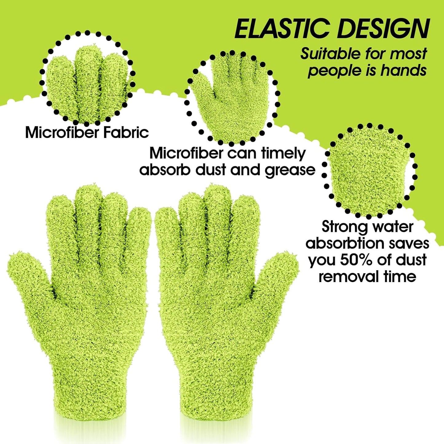 Plant Dusting Gloves, Microfiber Dusters for Cleaning Kitchen Indoor Mitt for House Use Desk Window Blind Screen Wash
