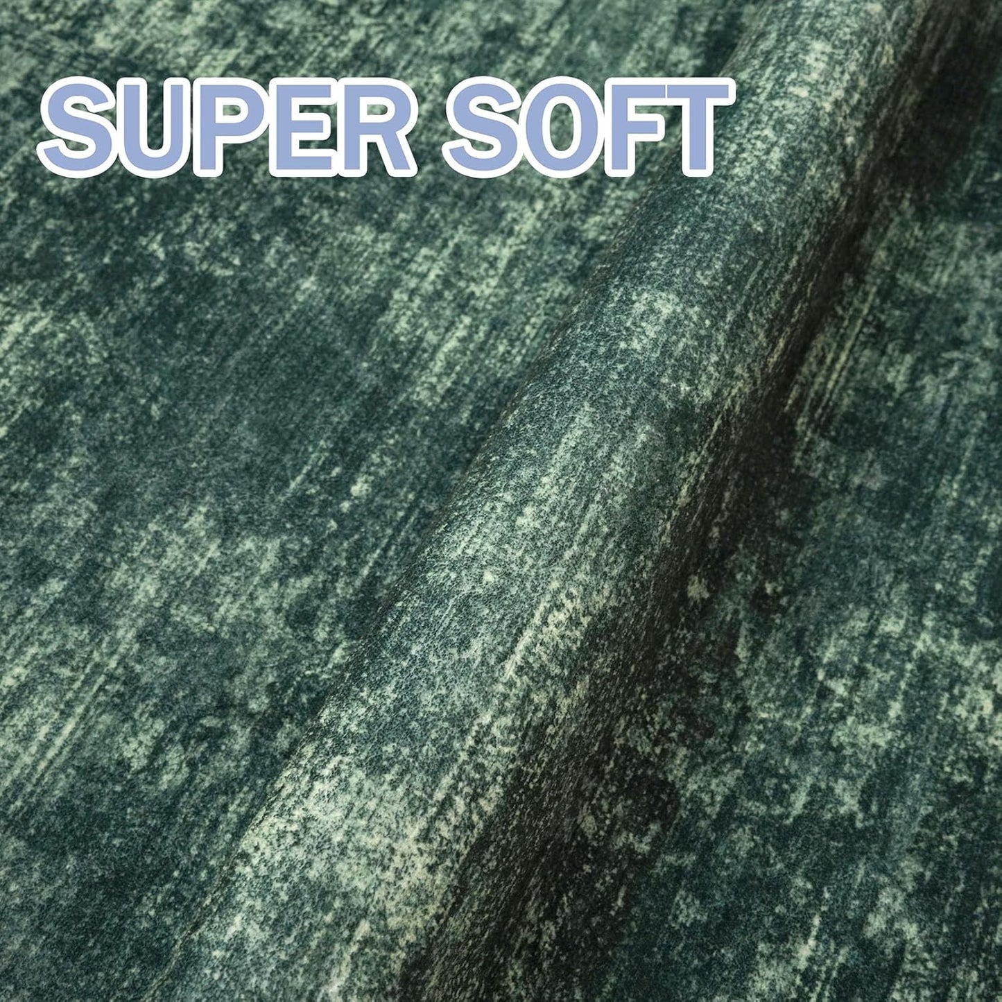 IOHOUZE Abstract Runner Rug 3x14 Ft Washable Runners for Hallways, Non Slip Kitchen Runner Printed Faux Wool Entryway Runner Indoor, Modern Abstract Floor Carpet for Hall Stair, Dark Green