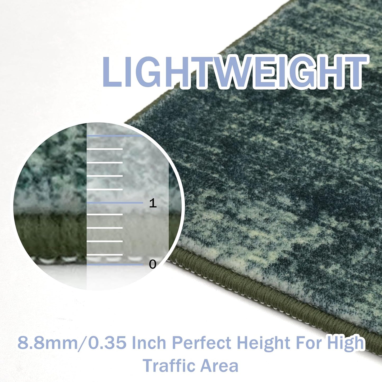 IOHOUZE Abstract Runner Rug 2x8 Ft Washable Runners for Hallways, Non Slip Kitchen Runner Printed Faux Wool Entryway Runner Indoor, Modern Abstract Floor Carpet for Hall Kitchen Bedroom, Dark Green