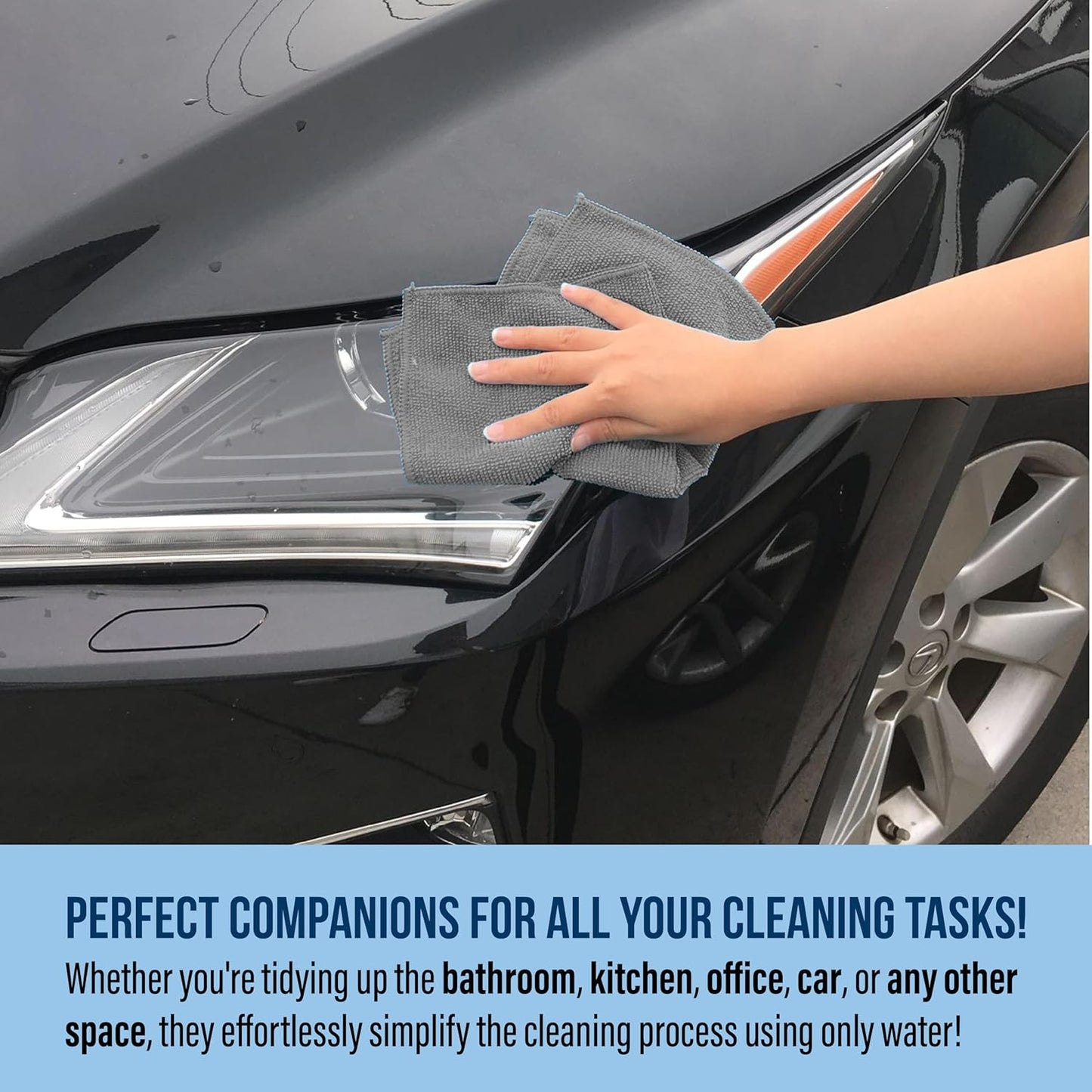 GREEN LIFESTYLE Chamois Cloth, Microfiber Cleaning Cloth 750 Pack, Borderless Towels Cleaning, Car Microfiber Towel, Drying Car Wash Towels (11.5" x 11.5", Grey)