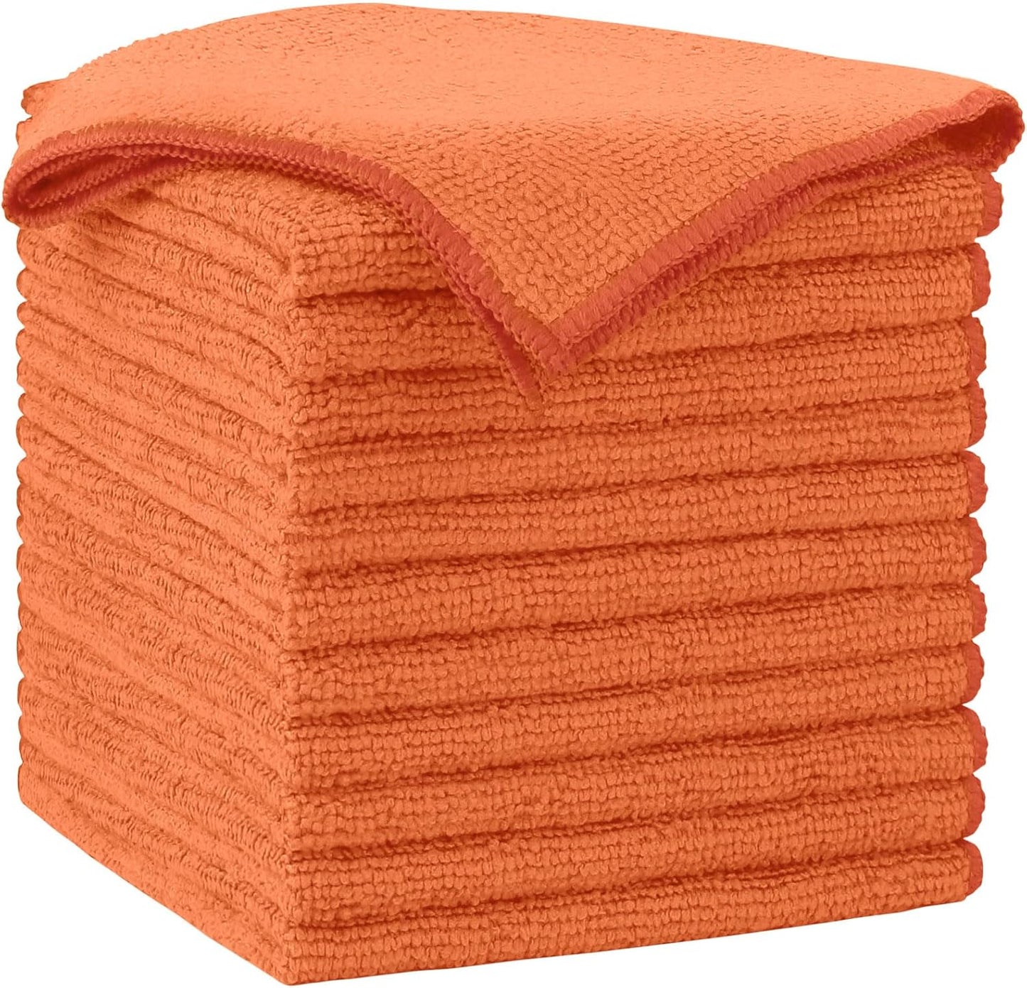 AIDEA Microfiber Cleaning Cloth-12PK, Soft Microfiber Towels for Cars, Absorbent Cleaning Rags, Lint-Free Streak-Free Wash Cloths for House, Kitchen, Window(12in.x12in), Orange