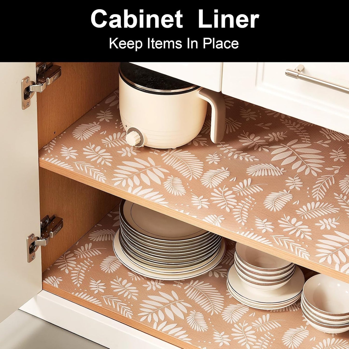 Cooyes Shelf Liners for Kitchen Cabinets Waterproof & Oil-Proof Kitchen Cupboard Mats Non-Slip Drawer Mats EVA Material Non Adhesive Fridge Liner for Shelves