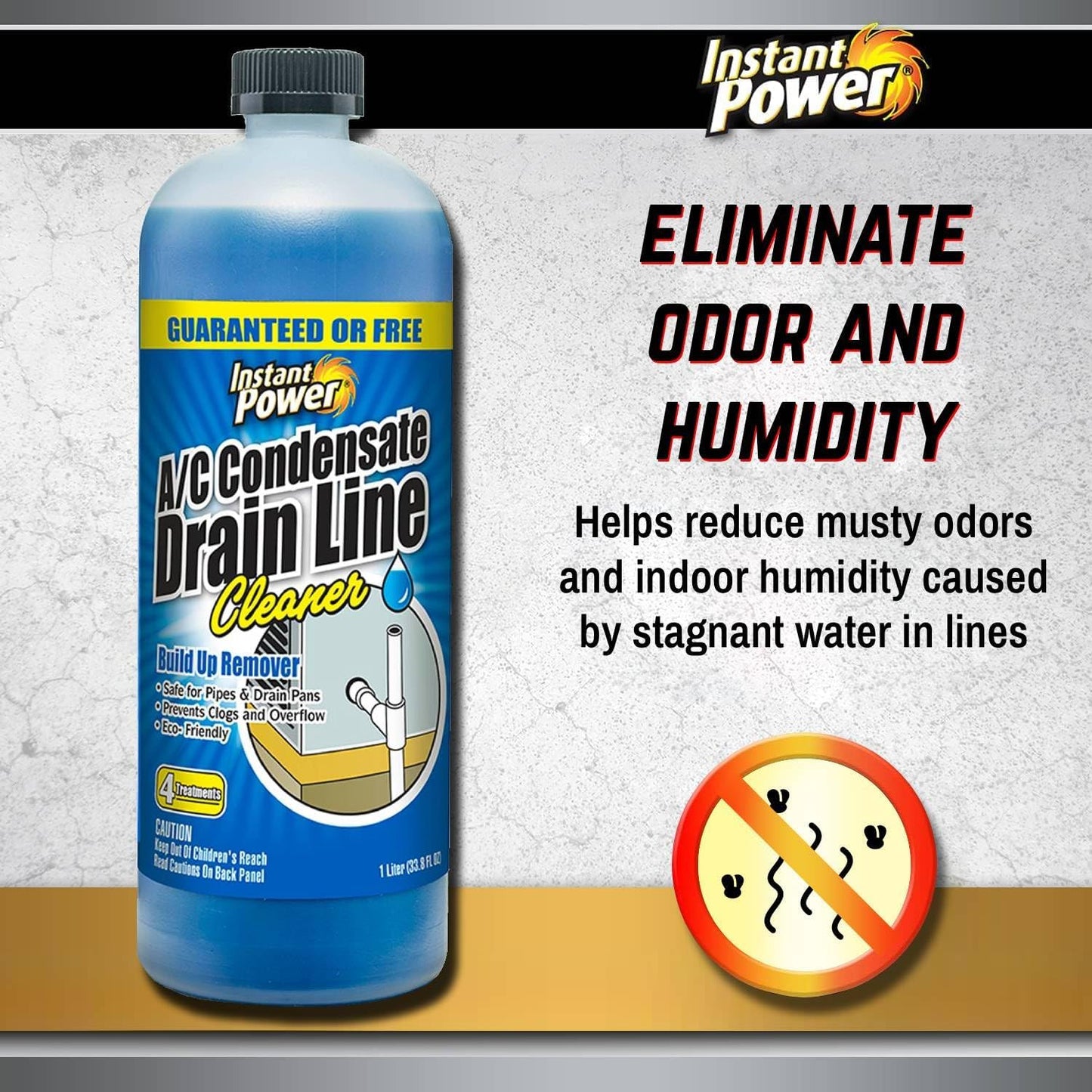 Instant Power A/C Condensate Drain Line Cleaner - AC & HVAC Unclogger for Air Conditioner Drain Lines, Prevents Odors & Water Damage, Safe for Pipes & Septic Systems - 32 oz (Pack of 1)