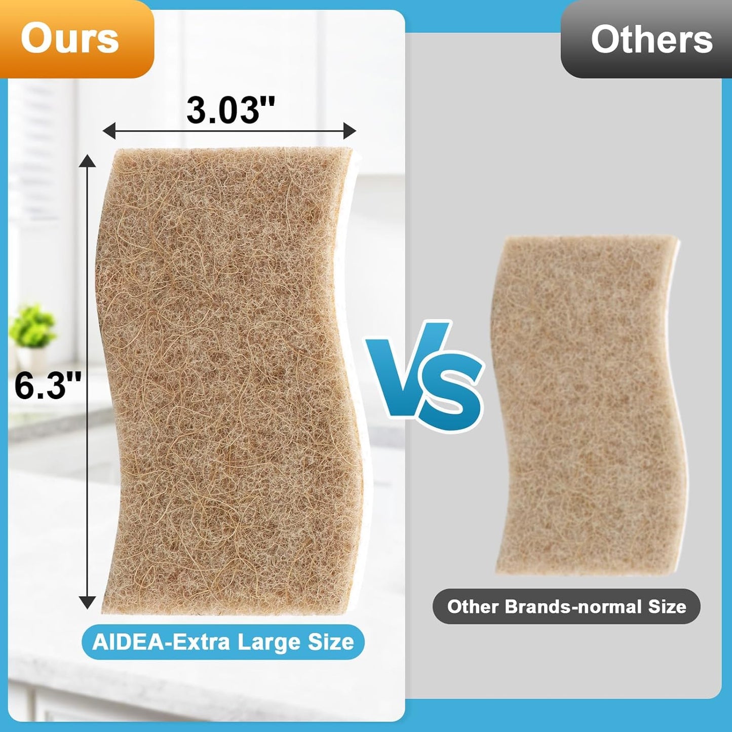 AIDEA XL Sponges Kitchen, 12Count, Non-Scratch Scrub Sponge, Large Natural Sponge for Non Stick Cookware, Cellulose Cleaning Sponge for Dishes, Kitchen, Bathroom, Household