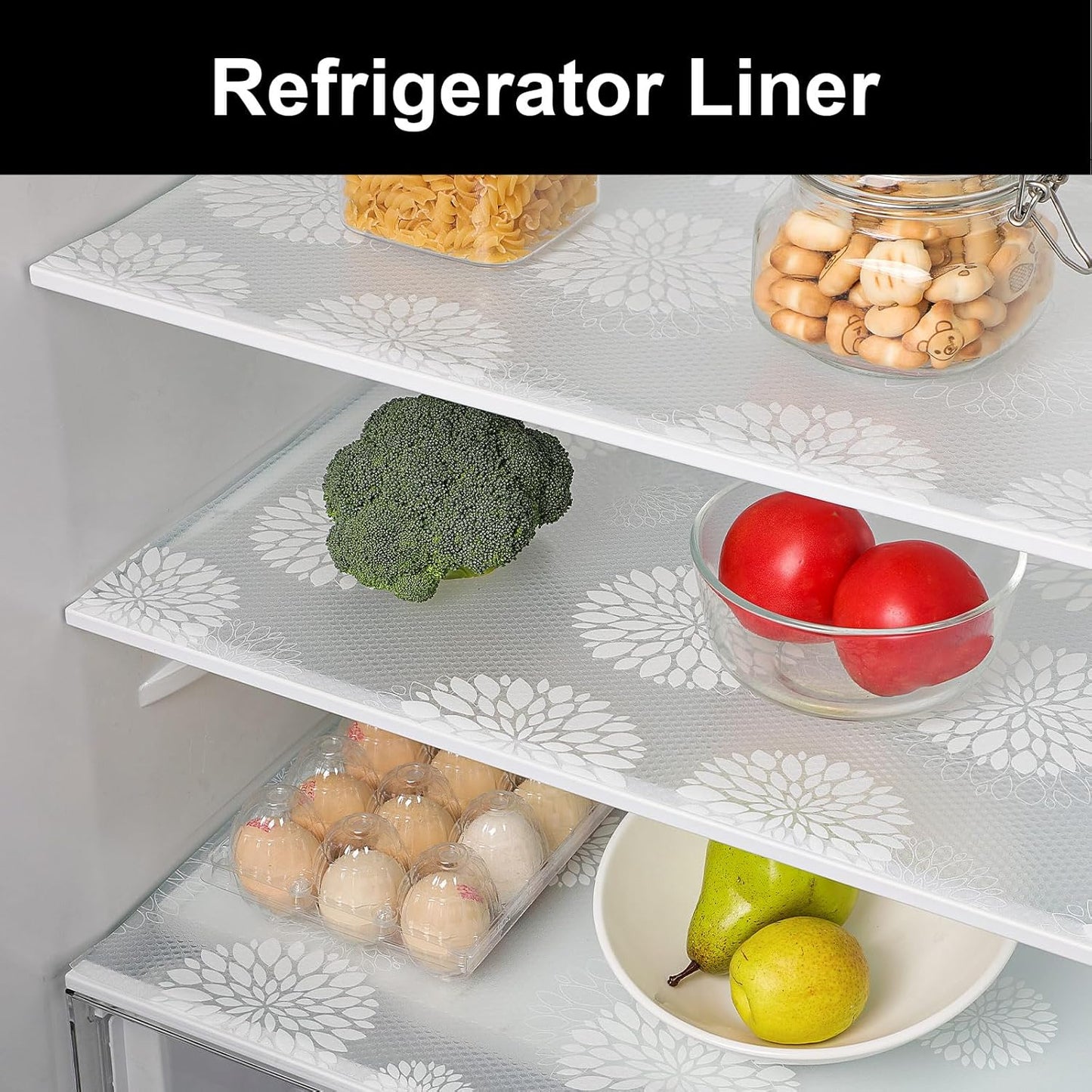 Cooyes Shelf Liners for Kitchen Cabinets Waterproof & Oil-Proof Kitchen Cupboard Mats Non-Slip Drawer Mats EVA Material Non Adhesive Fridge Liner for Shelves