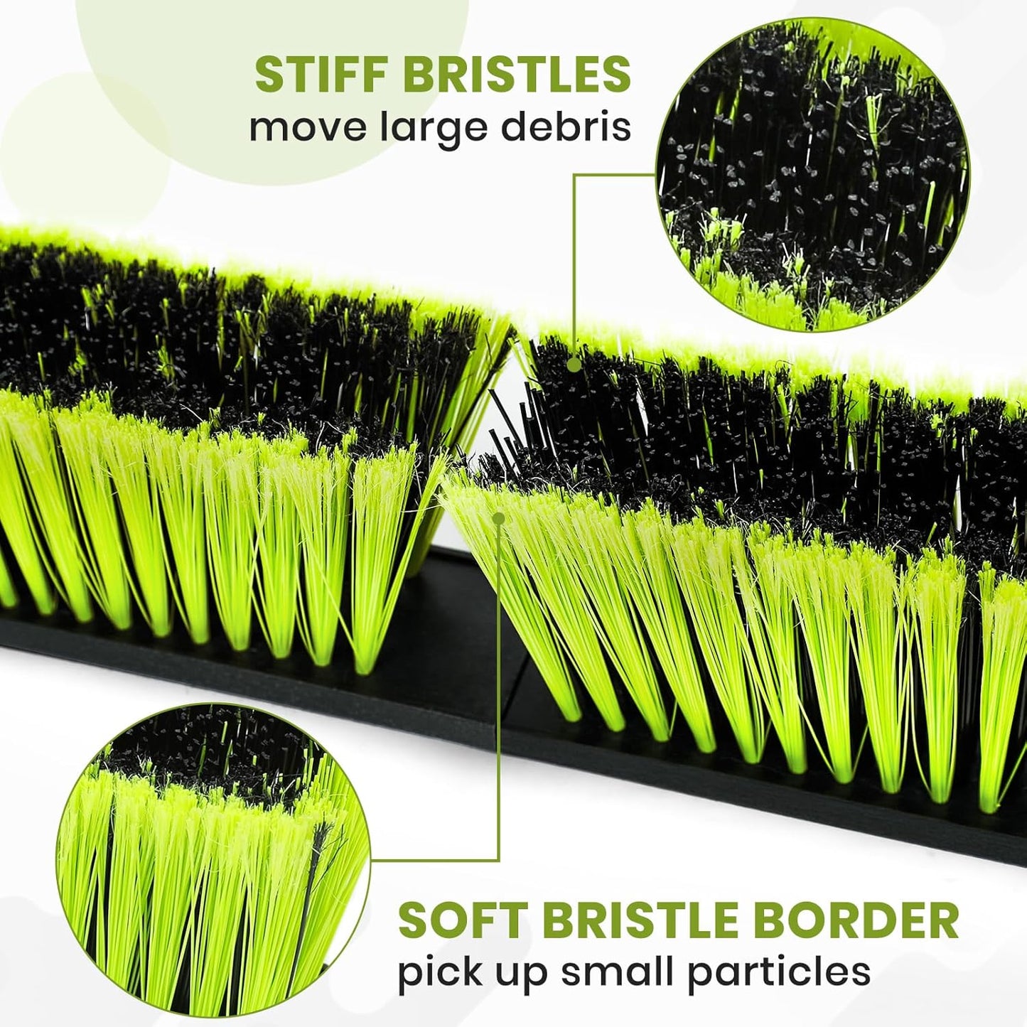 24-Inch Push Broom Outdoor with Stiff Bristle, Heavy Duty Broom Brush with 63” Long Handle for Deck Patio Driveway Garage Warehouse Shop Floor Sweeping & Scrubbing