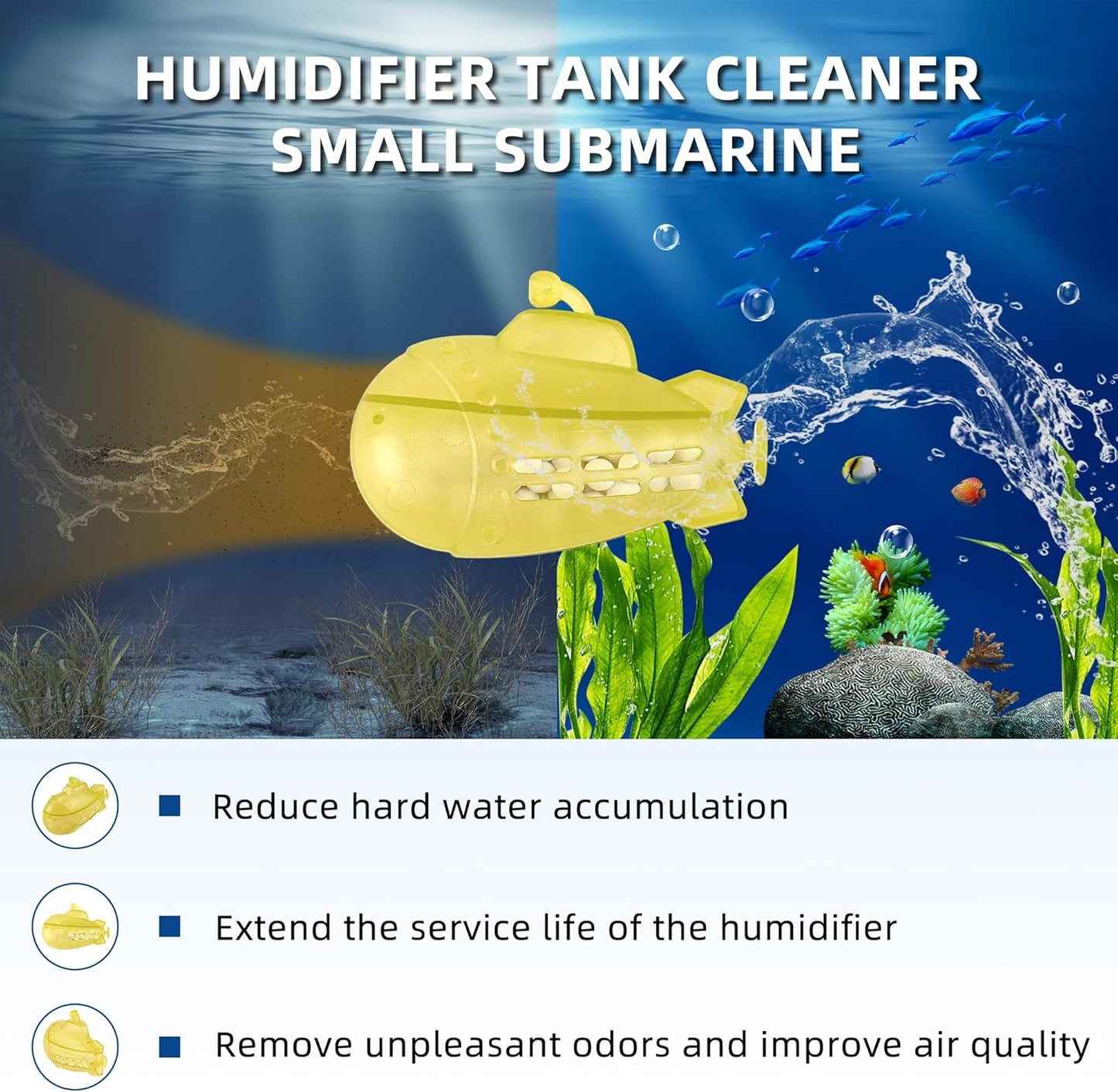 AMI PARTS Humidifier Cleaner Float Submarine for Warm&Cool Most Humidifiers and Fish Tank, Purifie Water, Soften Hard Water, Prevents Hard Water Build-Up, Universal Humidifier Cleaner (9 Pack)