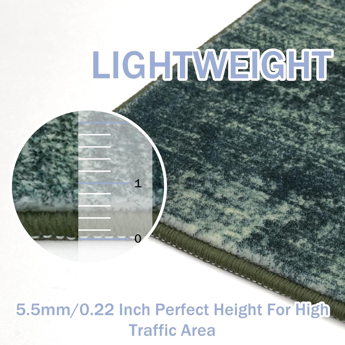 IOHOUZE Abstract Area Rugs 5x7 Ft Washable Rugs for Living Room, Non Slip Dining Room Rug, Printed Faux Wool Rugs for Bedroom, Floor Carpet for Kitchen Nursery Playroom, Dark Green