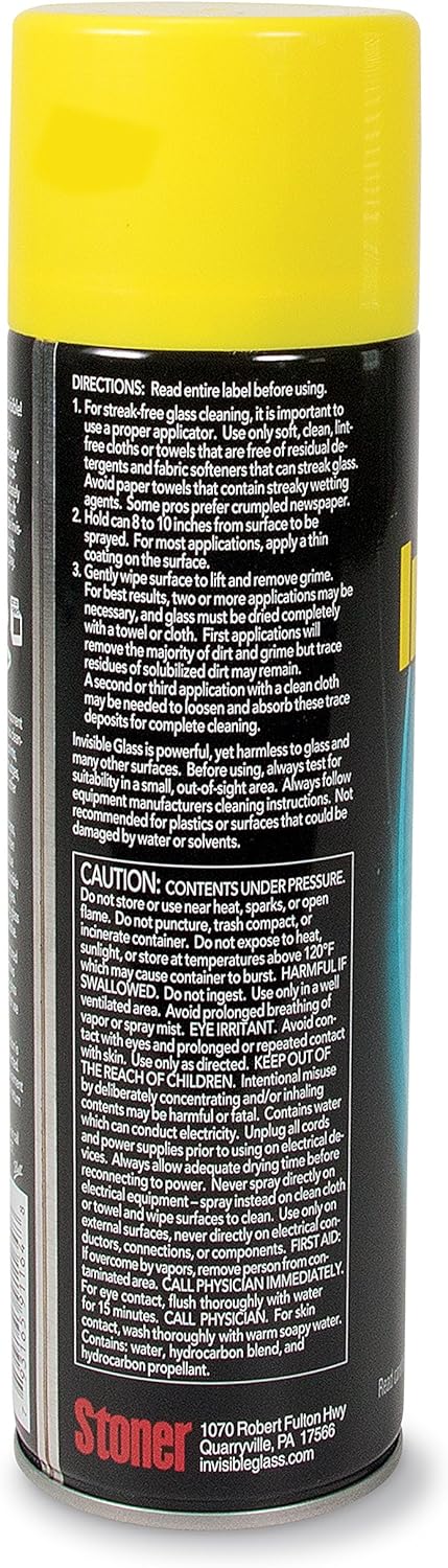 Invisible Glass 91164-6PK Premium Aerosol Glass and Window Cleaner for Auto and Home Cleans Glass, Windows, Windshields, and More, Streak-Free, Ammonia-Free, Tint-Safe, 19 oz (Pack of 6)
