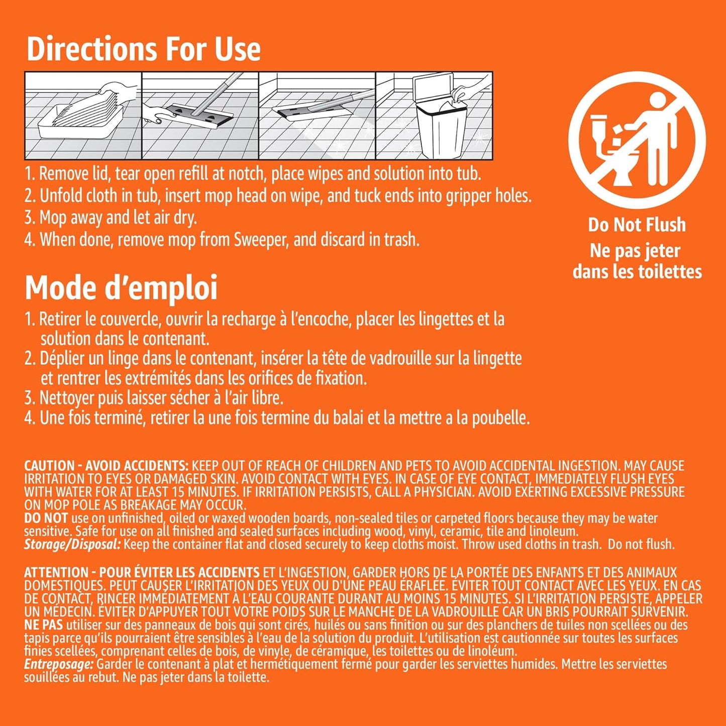 Amazon Basics Wet Mopping Cloth Refills, 24 Count (Fits Swiffer Sweeper Mop Heads)