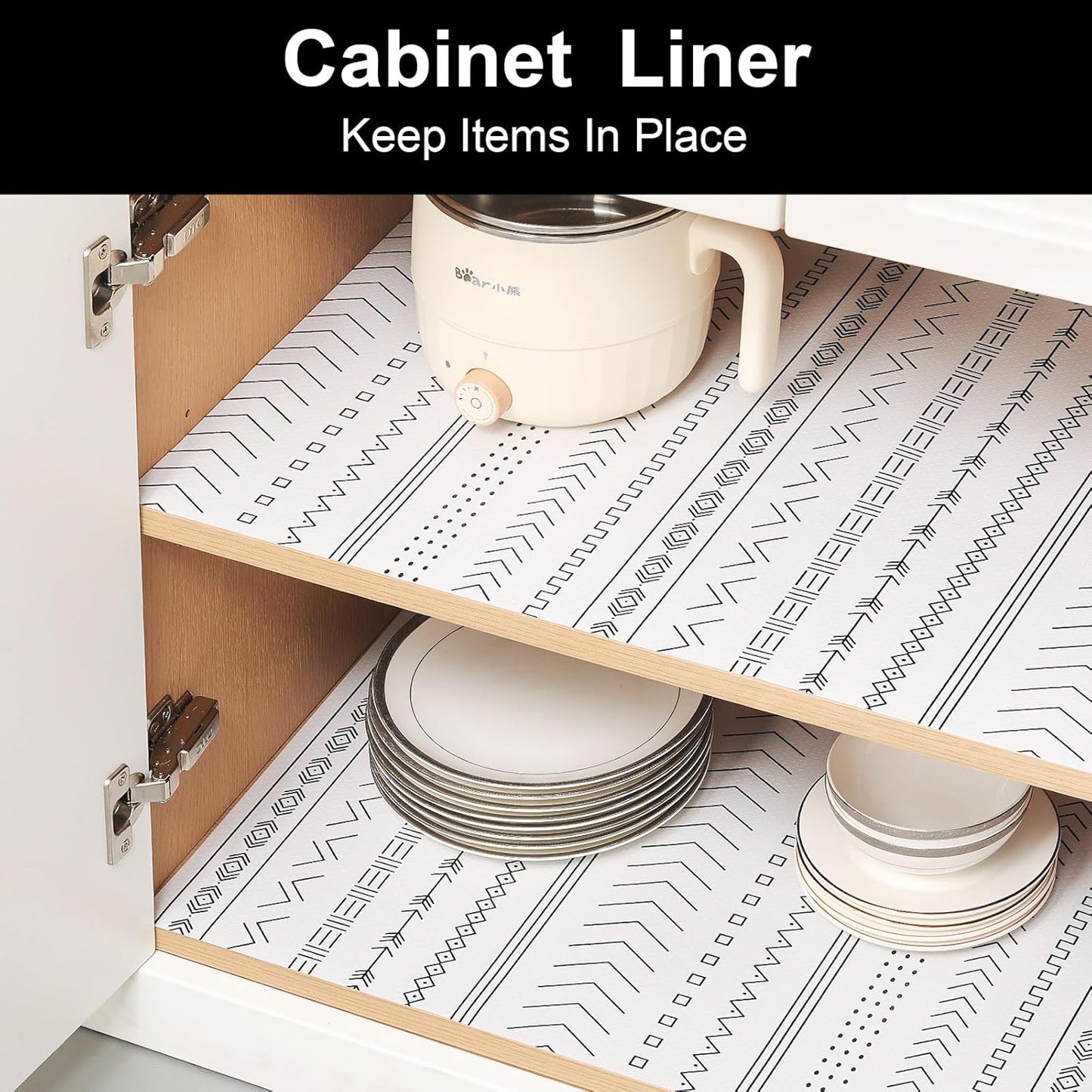 Cooyes Shelf Liner Drawer Liners, Shelf Liners for Kitchen Cabinets, Non Adhesive Cabinet Liner, EVA Waterproof Non-Slip Refrigerator Liners for Kitchen, Drawer