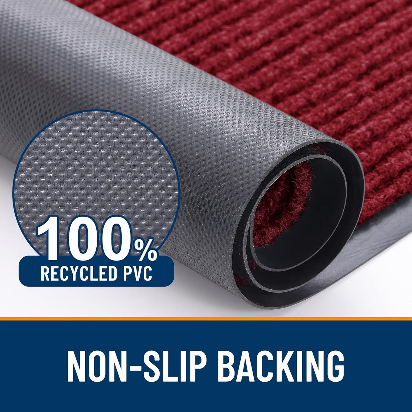 OLANLY Front Door Mat Indoor Outdoor Entrance, Waterproof Heavy Duty Doormat, Fade Resistant, Low Profile, Easy Clean Patio Porch Welcome Floor Mats for Entry, 33x21, Wine Red