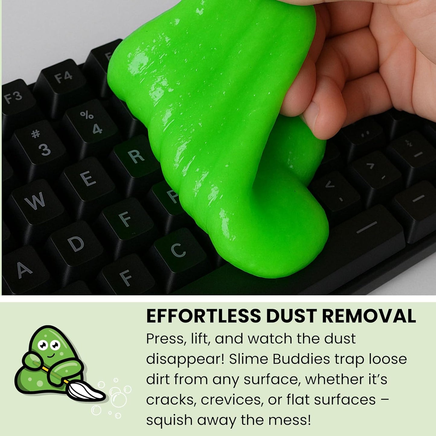 Slime Buddies Car Cleaning Gel Putty - Apple Scented Interior Detailing Tool for Cup Holders, Air Vents & Keyboard - Reusable Auto Detailing Accessories - Dust Remover Goop - Gifts for Men Women