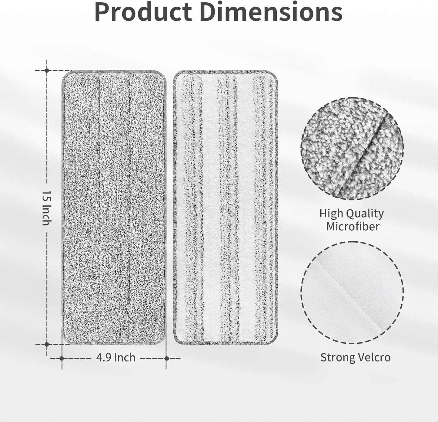 10Pcs Joymoop Mop Replacement Pads, 15 * 4.9'' Universal Mop Pads Mop Head Refills Washable Wet Mop, Compatible with Most 11-14” Size Mops