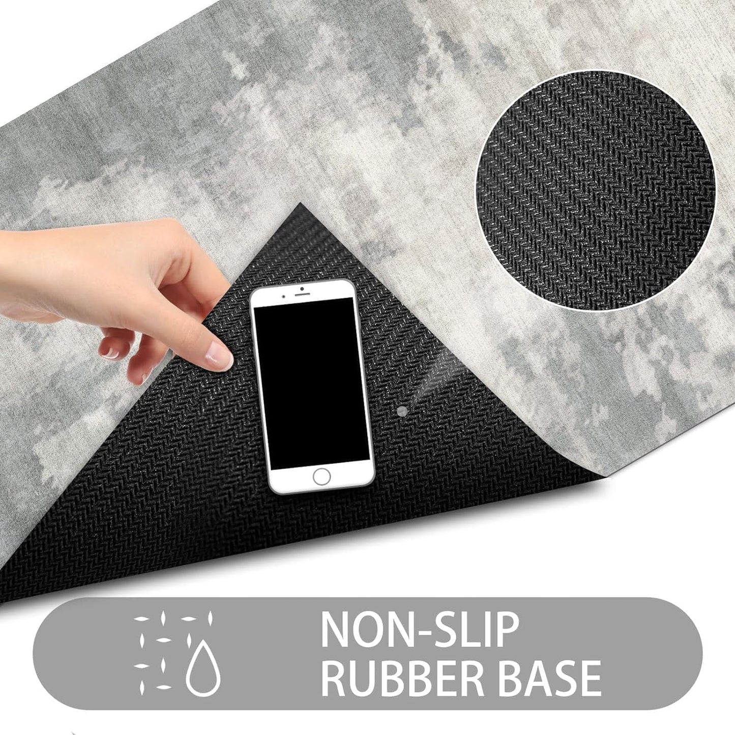Ultra Thin Door Mat Indoor Entrance, 1/10 in Thin Door Mats for Inside Entry, Non-Slip Rubber Backing Washable Doormat, Fade Resistant, Absorbent, Low Profile Dirt Trapper, 30"X17",Distressed