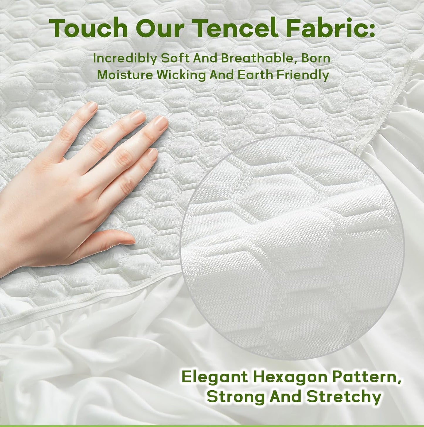 Luxury King Size Tencel Waterproof Mattress Protector Deep Pocket - Premium Cooling Bed Cover Pad - Hypoallergenic & Allergy-Friendly - Oeko-Tex Certified - Ultra Soft & Breathable