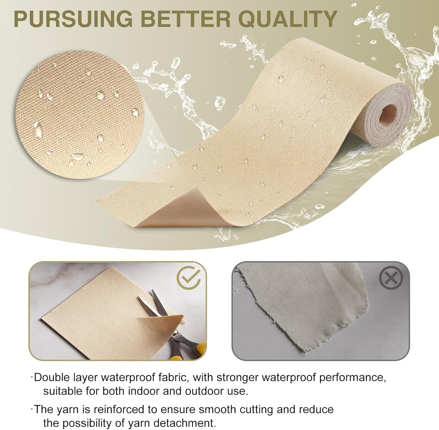 Canvas Repair Tape 4×70 Inch Waterproof Self-Adhesive Fabric Repair Patch for Repairing Boat Covers,Tents,Patio Umbrellas,Car Seats,Luggage,Sofas.(Dark Khaki)