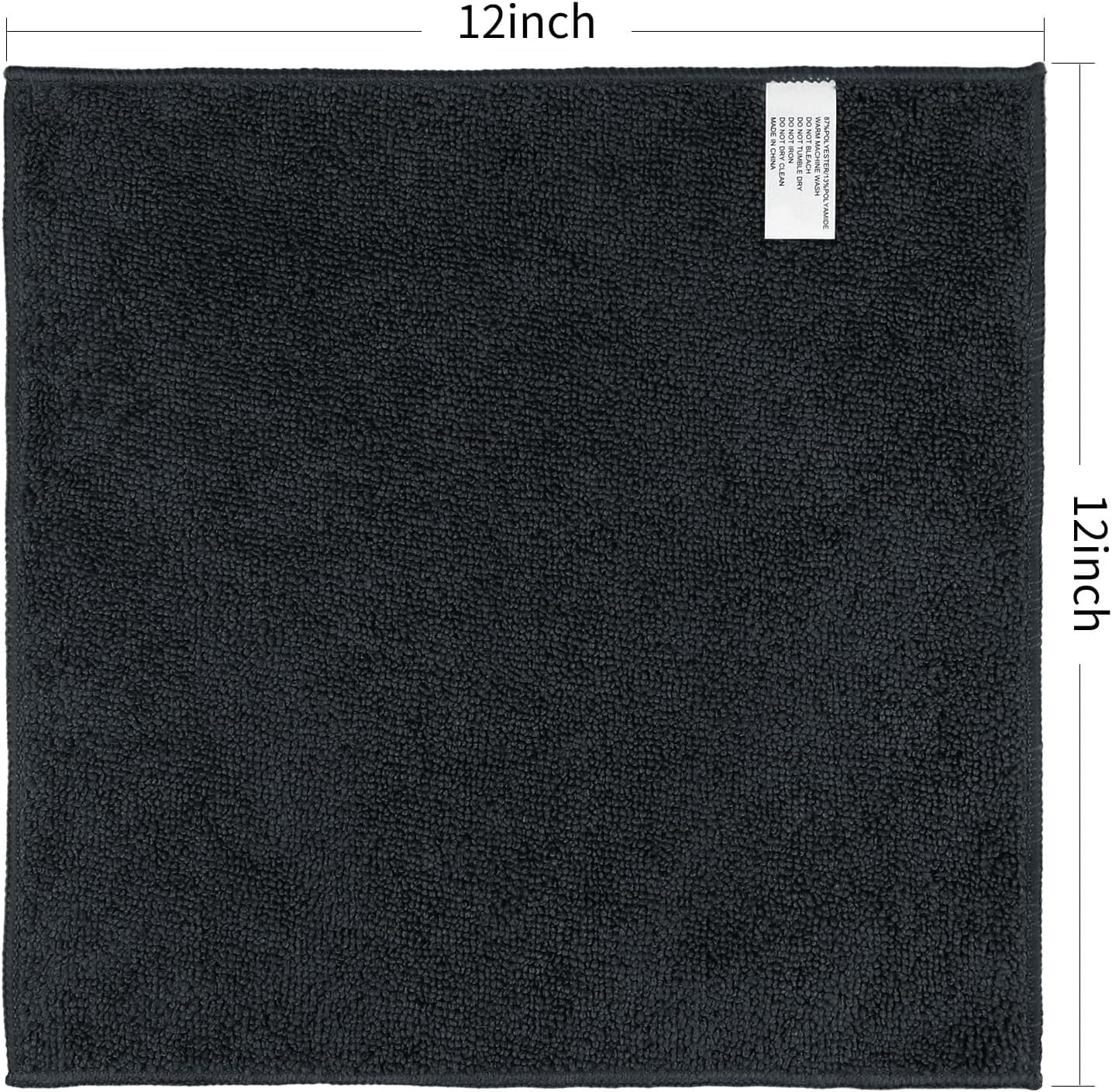 Orighty Microfiber Washcloths Bulk Towels Set 100 Pack, Highly Absorbent and Soft Feel Face Cloths, Multi-Purpose Wash Cloths & Hand Towels for Bathroom, Hotel, Spa, and Gym, 12x12 Inch, Black