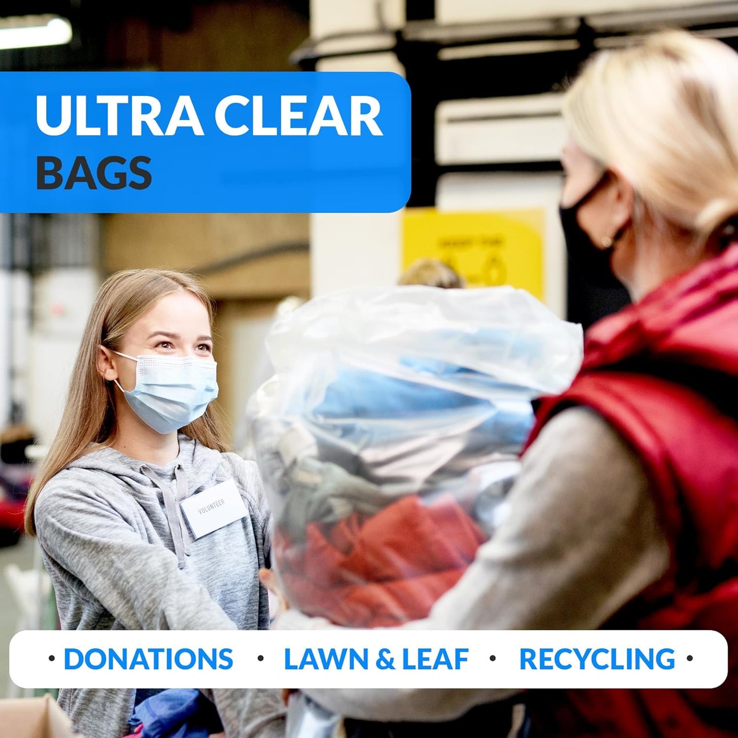 Reli. Premium 50 Gallon Trash Bags | 200 Count | Made in USA | Heavy Duty | Bulk | SuperValue | Clear Multi-Use Garbage Bags