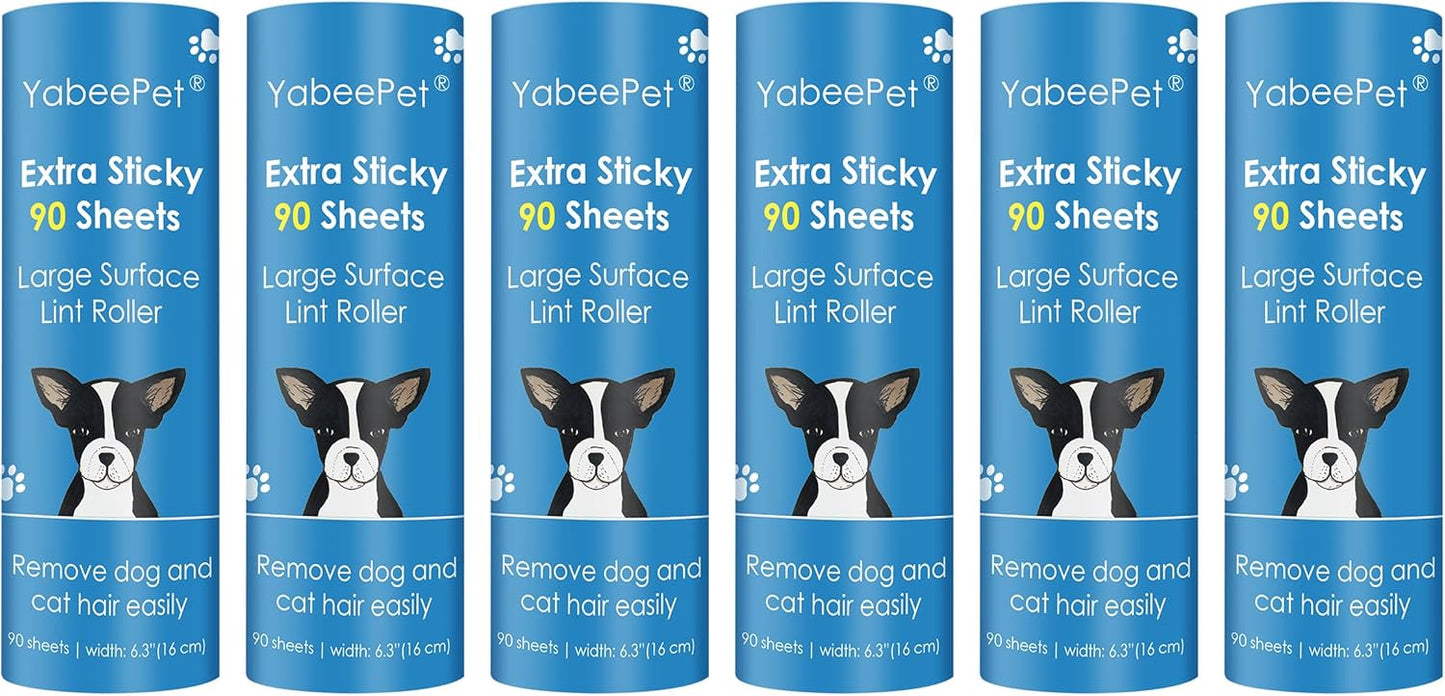 Extra Sticky Large Lint Roller Refills, 6.3'' Giant Lint Roller Refills for Pet Hair, Clothes&Furniture Cleaning, 540 Sheets in Total