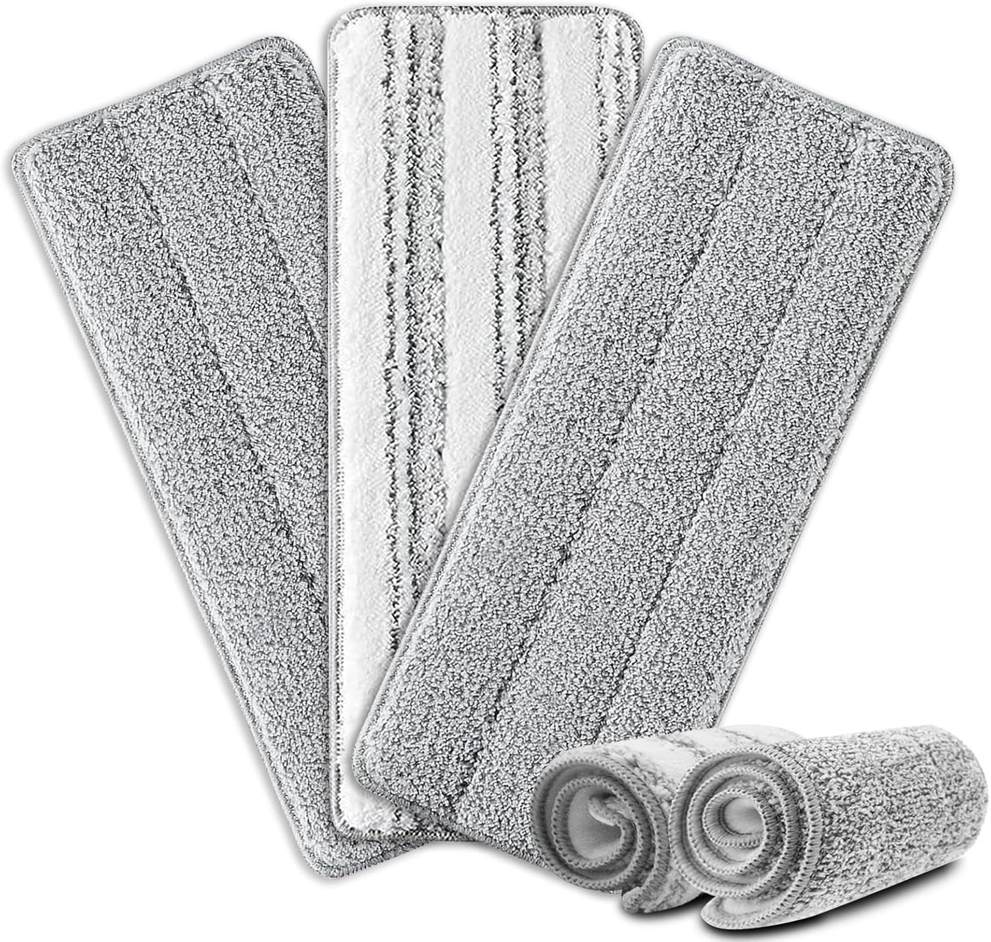 Flat Mop Pads, 3 Pack 13" X 4.9" Microfiber Mop Pad/Refill/Head, Mop Pads Washable Microfiber Squeeze Cleaning Mop Heads Replacement - White and Grey