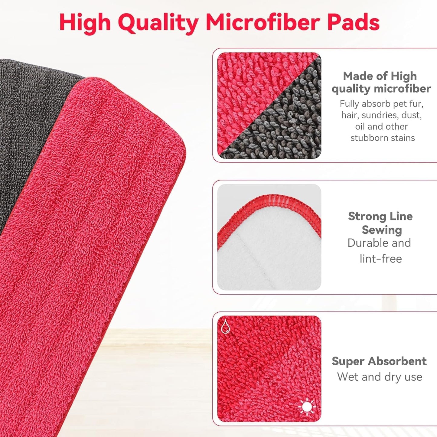 16.5 inch Microfiber Mop Pads for Rubbermaid Reveal Spray Mop and Any 16.5" Flat Mop - 10 Pack 13''-15'' Spray Mop Pad Reusable Washable Replacement Refills - Colorful