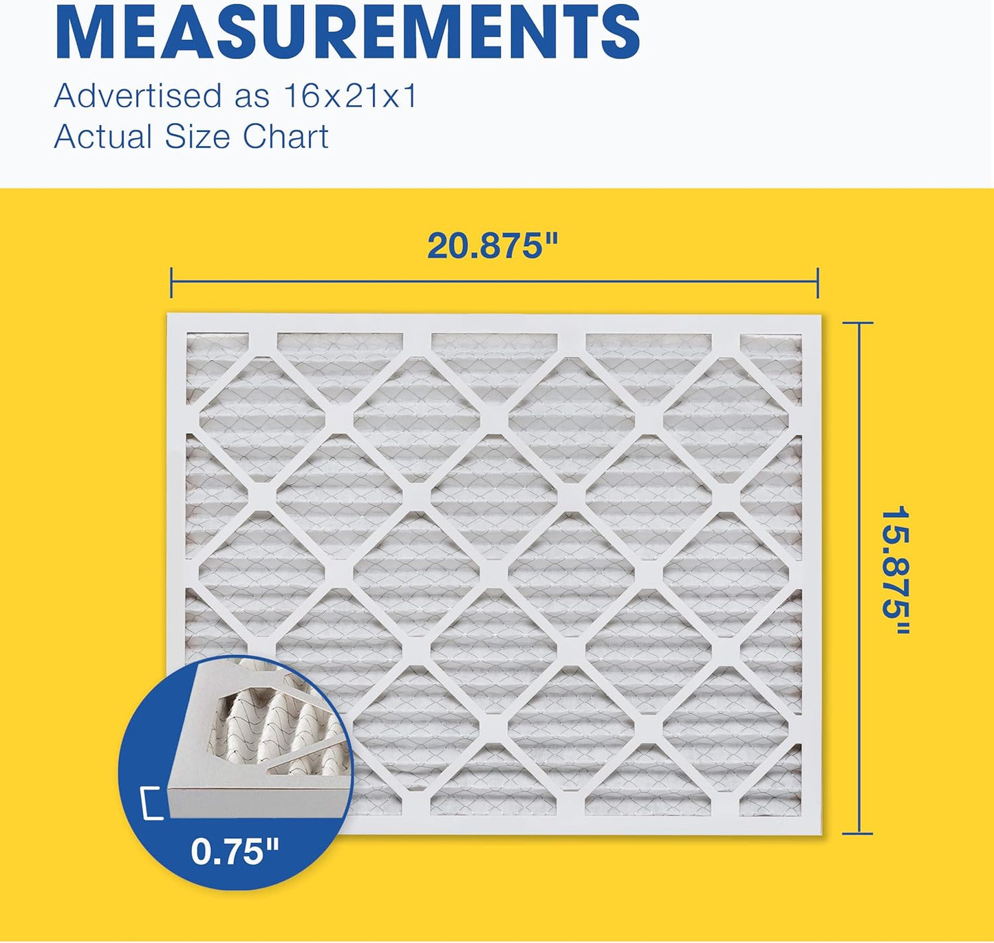 Aerostar 16x21x1 MERV 8-6 Count - High Efficiency Pleated HVAC, Furnace & Air Conditioner Filters - Removes Dust, Lint, Mold & Allergy-Causing Pollen
