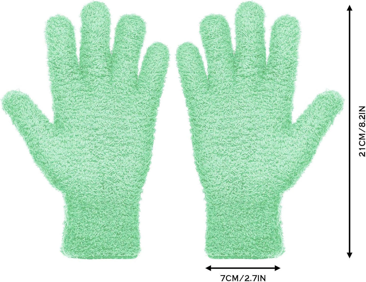 Patelai 2 Pairs Microfiber Gloves for plants Dusting Cleaning Glove Mittens House Cars Blinds Dusting(Blue, Grass Green, X-Large)