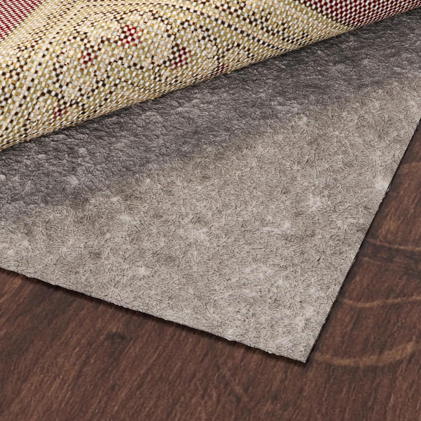 Ottomanson 8' x 8' Non-Slip Rug Pad Gripper 1/4 Inch Thick Dual Surface Felt + Rubber Gripper - Safe for All Floors, Brown