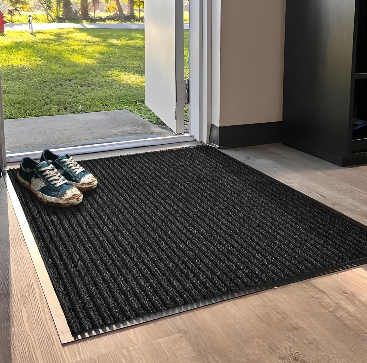 SRDDQLC Door Floor Mat Commercial Grade Large Size Heavy Duty Tough Entry Collection Slip Skid Entrance Mat with Rubber Backing Low Profile and Easy to Clean Indoor Outdoor Rug,3x6FT,Black
