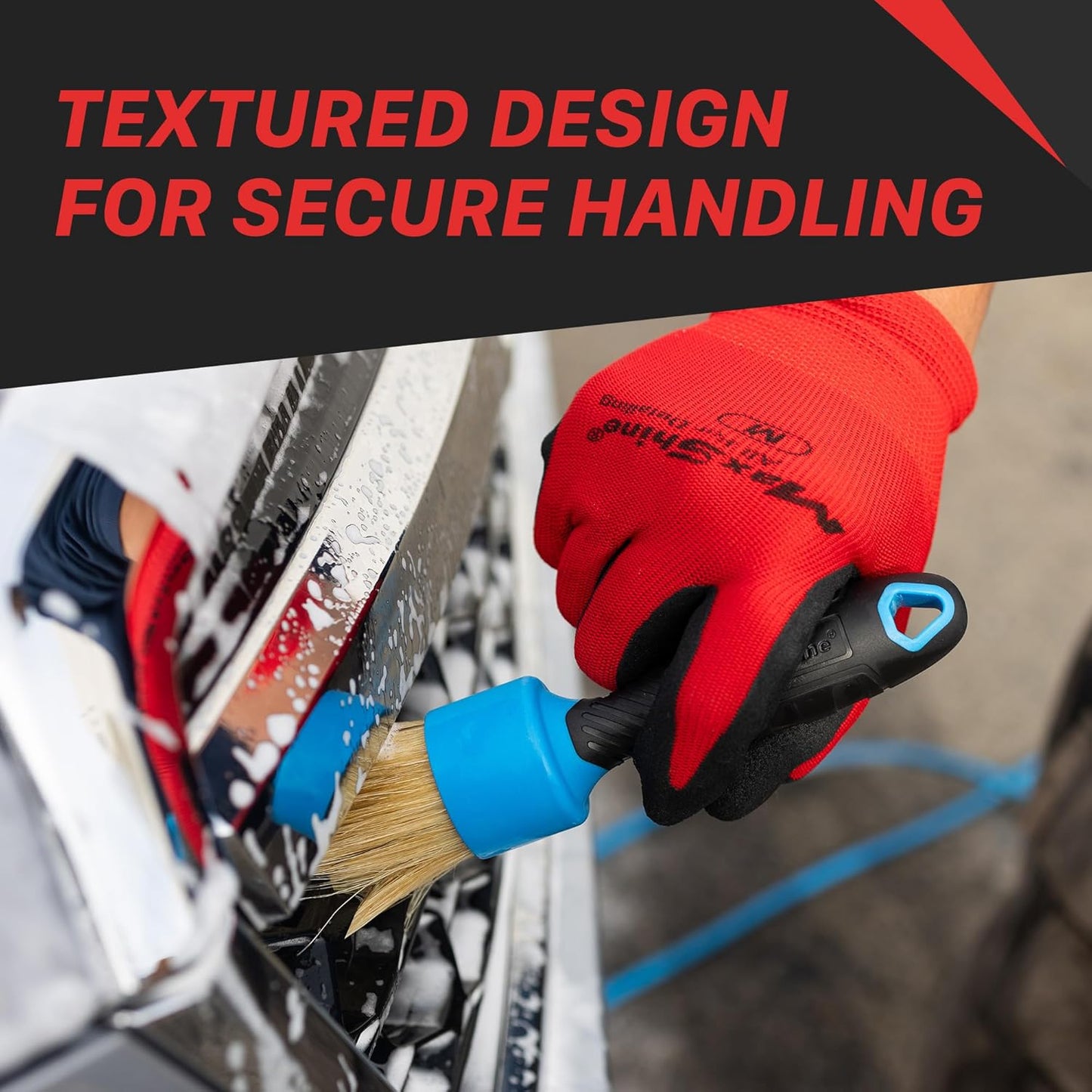 Maxshine Universal Blue 100% Boar's Hair or Mixed Bristle Stubby Detailing Brush – Premium Detail Brush for Interior & Exterior – Ideal for Wheels, Engines, Air Vents & Trim Cleaning