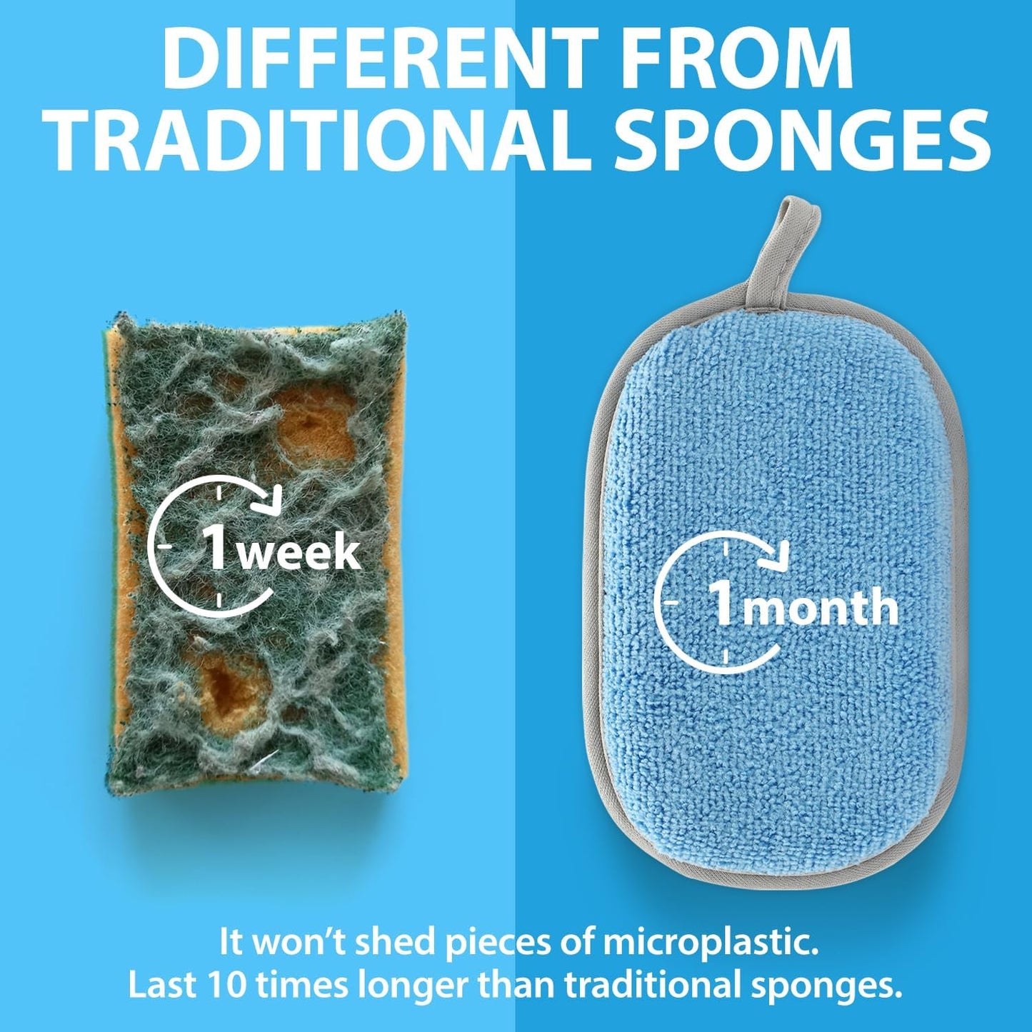 All-Purpose Sponges Kitchen, Non Scratch Dish Sponge for Washing Dishes Cleaning Kitchen, Rough Scrubbers Side for Non-Stick Cookware, Soft Microfiber Scrub Side for Dishes（6 Pack, Large）