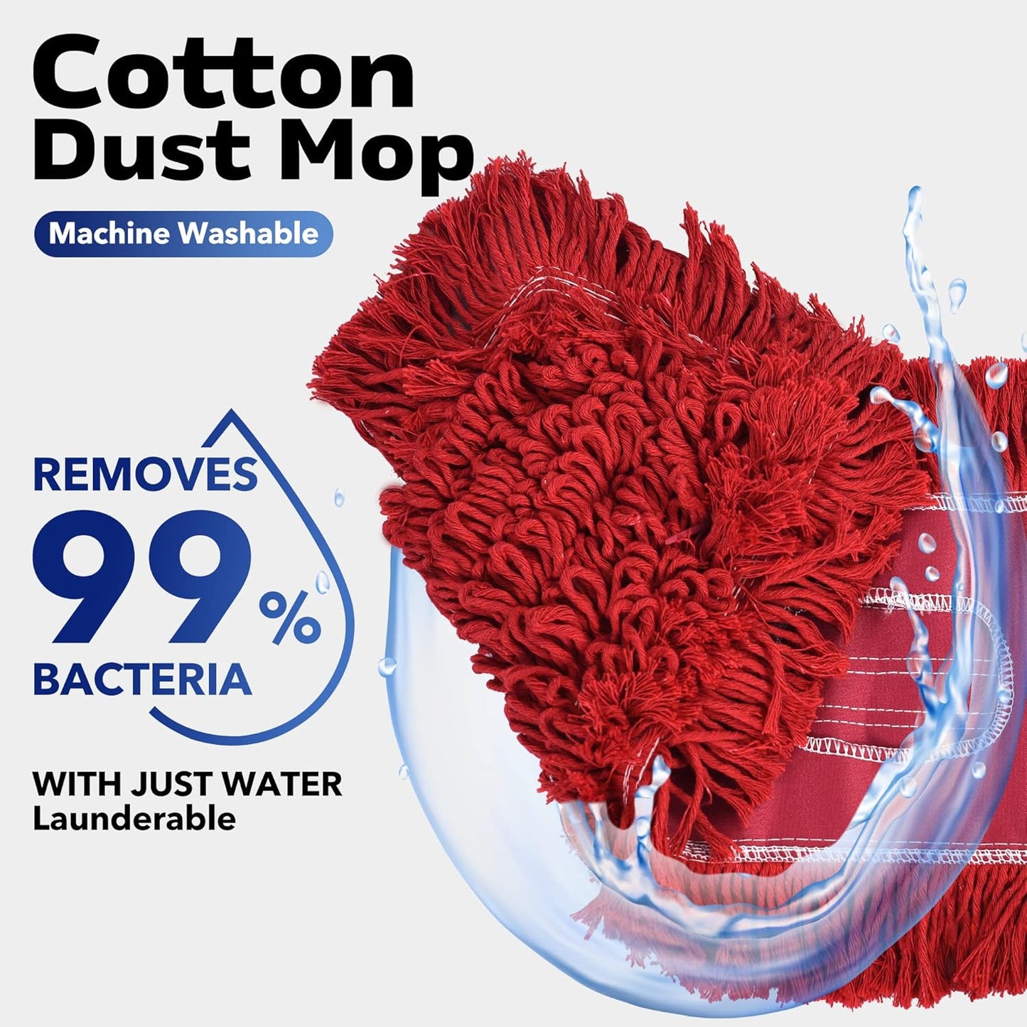 Matthew Cleaning 24'' Industrial Strength Cotton Dust Mop Refill Washable Replacement Heads for Residential & Commercial Use Fit Standard Dust Mop Frames, Hardwood,Concrete Floors Red 6 Pack