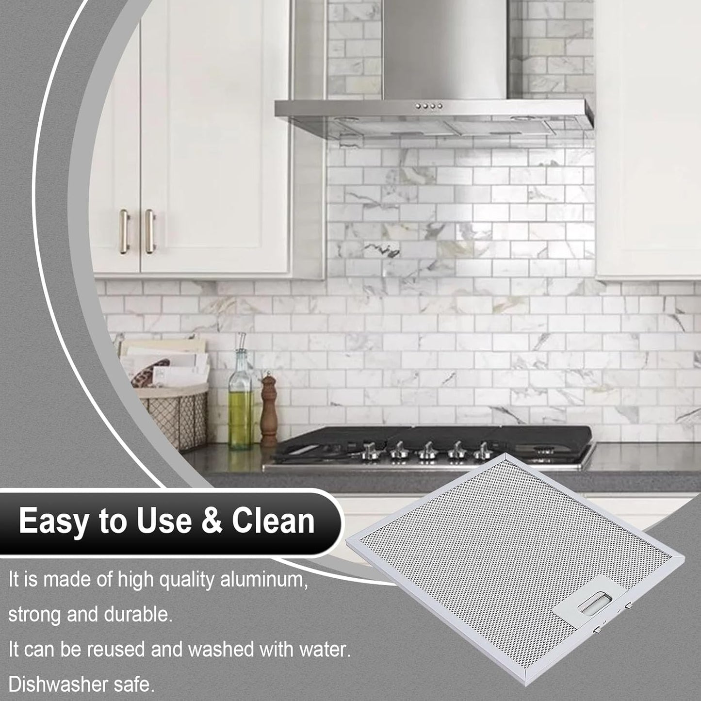 𝑼𝒑𝒅𝒂𝒕𝒆𝒅 W10169961A Aluminum Range Hood Filters Replacement 3 Pack 10.5 x 12 Inch by Wadoy, 3-Layer Aluminum Mesh Range Hood Filter Metal Slip Joints Compatible with Whirl-pooll