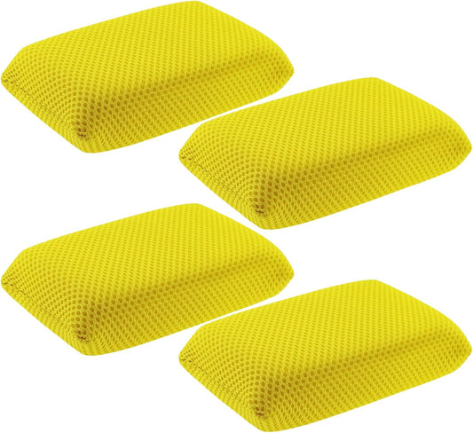 4 PCS Bug Scrubber Sponge Car, Bug Remover Wash Sponge，Car Cleaning Sponge for Bugs, Tar, Grime - Paint-Safe, Reusable Wash Sponges Kit(Yellow)
