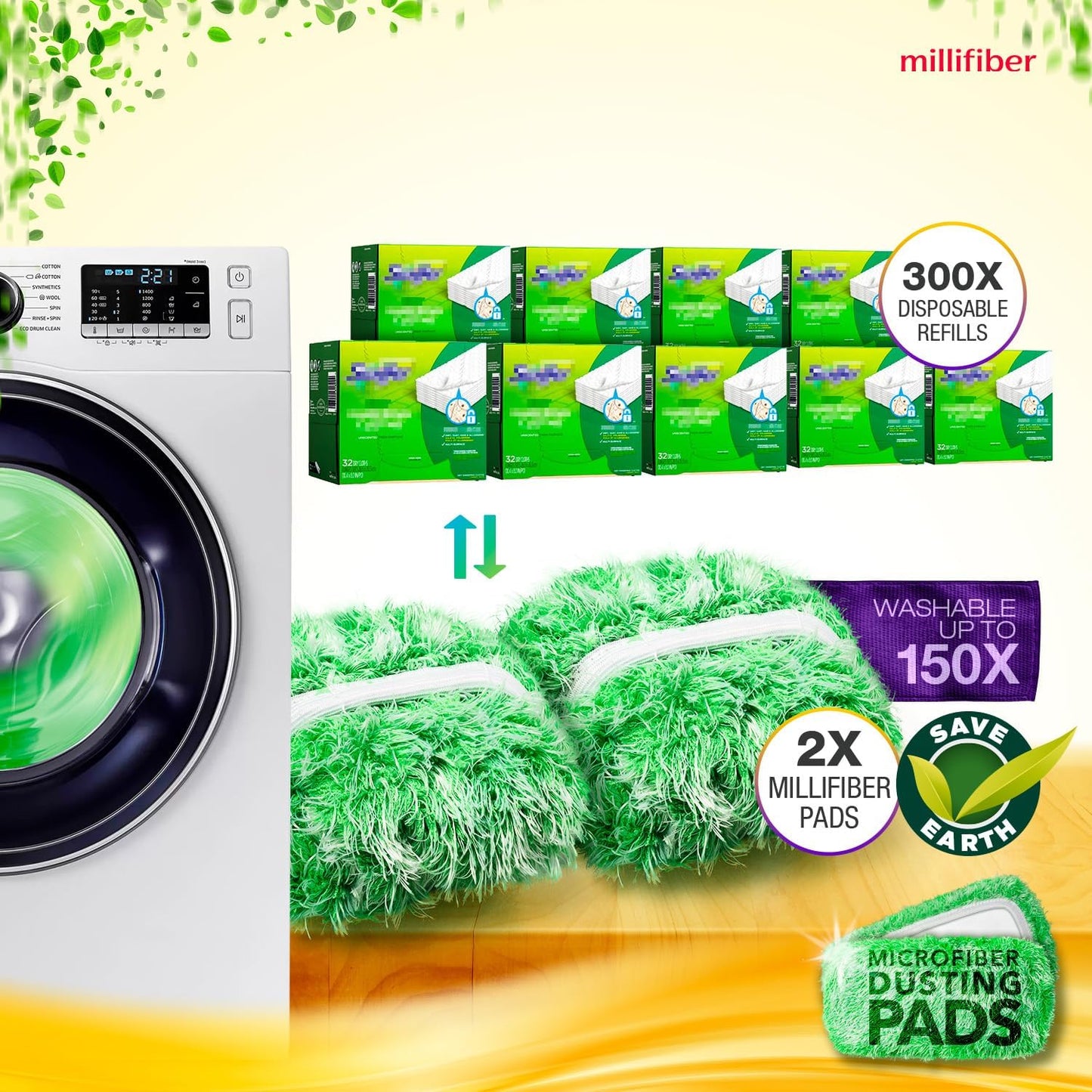 Heavy Duty Duster Refills for Swiffer Sweeper Mop (2 Pack) - Reusable Dry Sweeping Pads (Mop is Not Included)