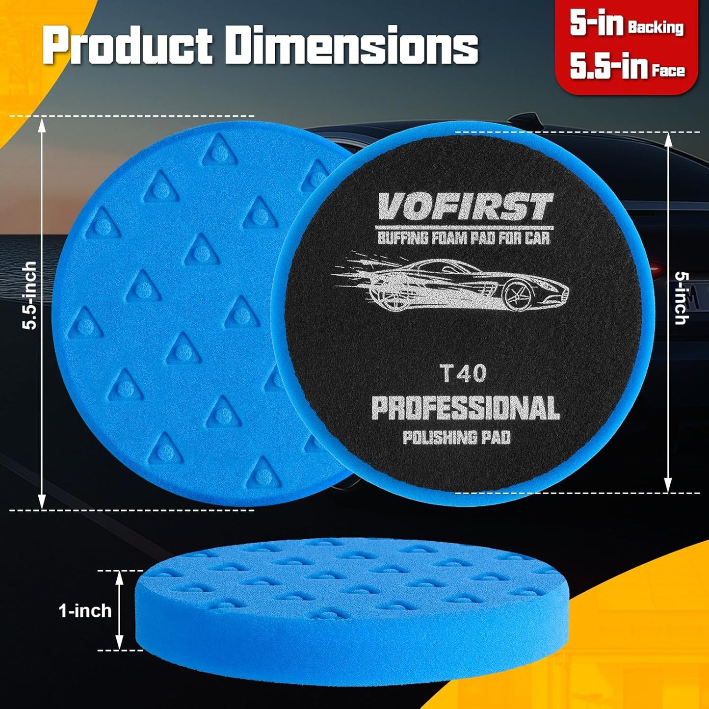 8 Pcs Polishing Pads, Buffing Pads 5.5 Inch 138mm for 5 Inch Backing Plate, High-Density & Reusable Buffing Sponge Pads and Woolen Pads Cutting Polishing Pad Kit for Car Buffer Polisher & Waxing
