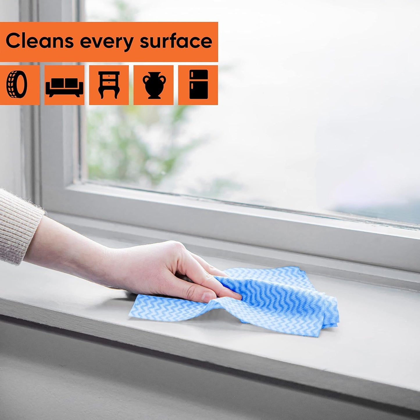Superio Handy Wipes for Kitchen - Blue Reusable Multi-Purpose Heavy-Duty Cleaning Cloth for House, Bathroom, and Office. Disposable Dish Towel (30)