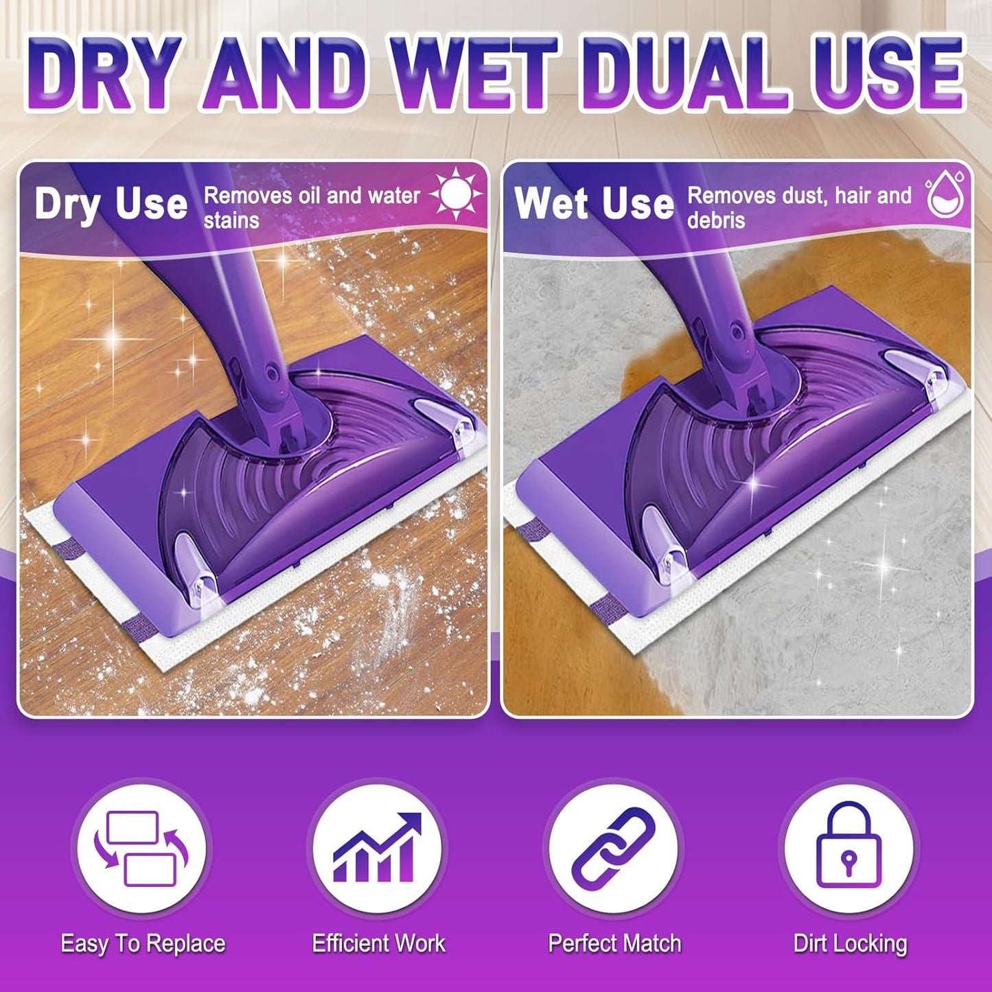 40Pack Mopping Pad Refill for Wetjet Mop Compatible with Wet Pads Refill Replacement for Wet Jet Pads Disposable Multi Surface Floor Mop Pads, Thickness & Absorbent