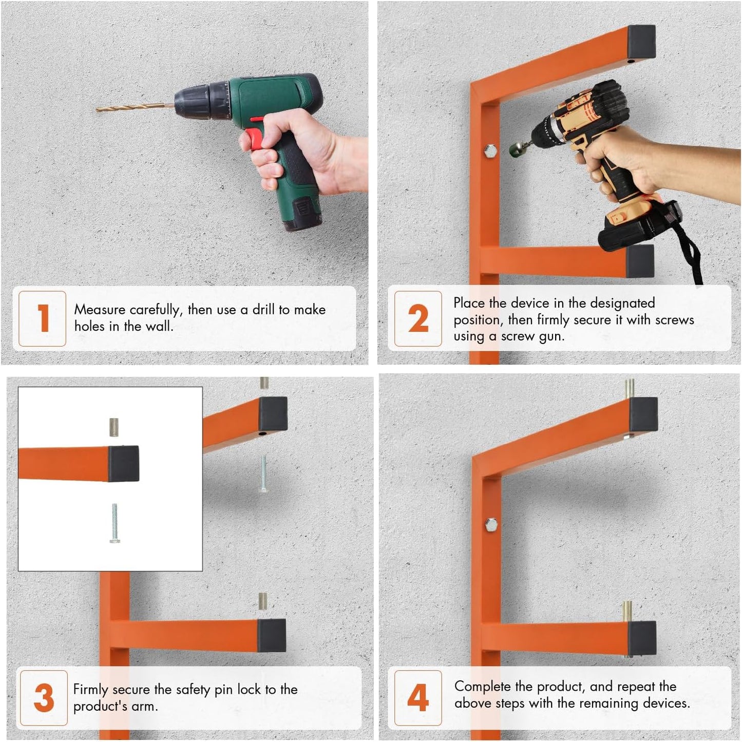 Lumber Storage Metal Rack Wall, Heavy Duty 3-Level Wall-Mounted Wood Rack Organizer for Garage Workshop and Shed (4 Pack)