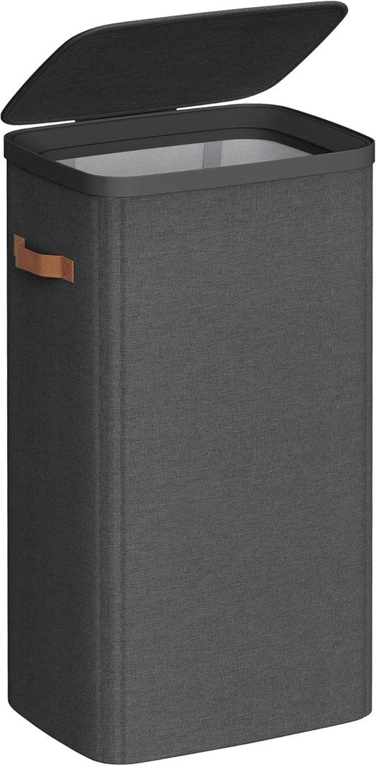 SONGMICS Laundry Basket, 26.4 Gal. Laundry Hamper, Easy Assembly, with Lid and Handles, Removable Liner, 16.5 x 12.6 x 29.5 Inches, Ink Black ULCB811BH01