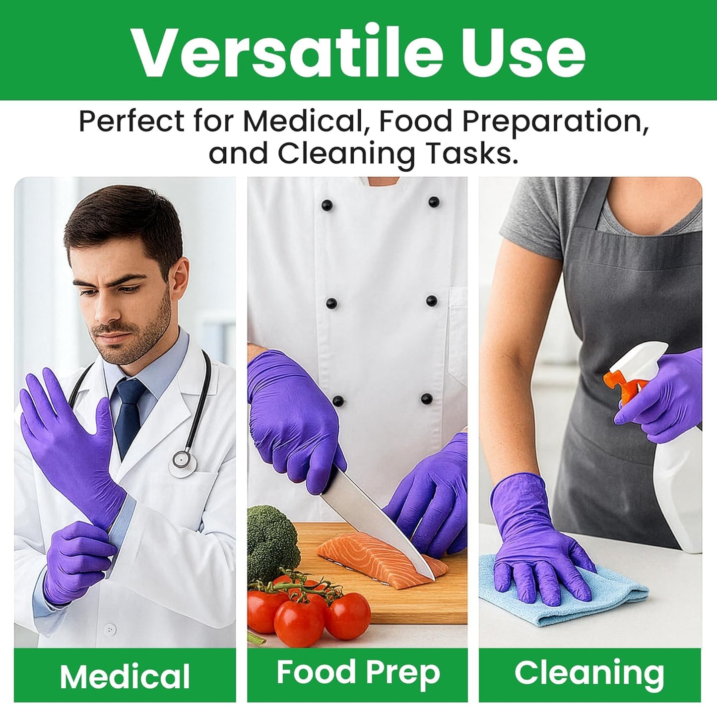 SafeWay Nitrile Disposable Gloves — Multi-Purpose Powder-Free, Non-Latex, Medical Use, and Textured Fingertips for Food Prep, Cleaning, Tattoo, Nursing, Lab, Examination, & More — (1000 pcs, X-Large)