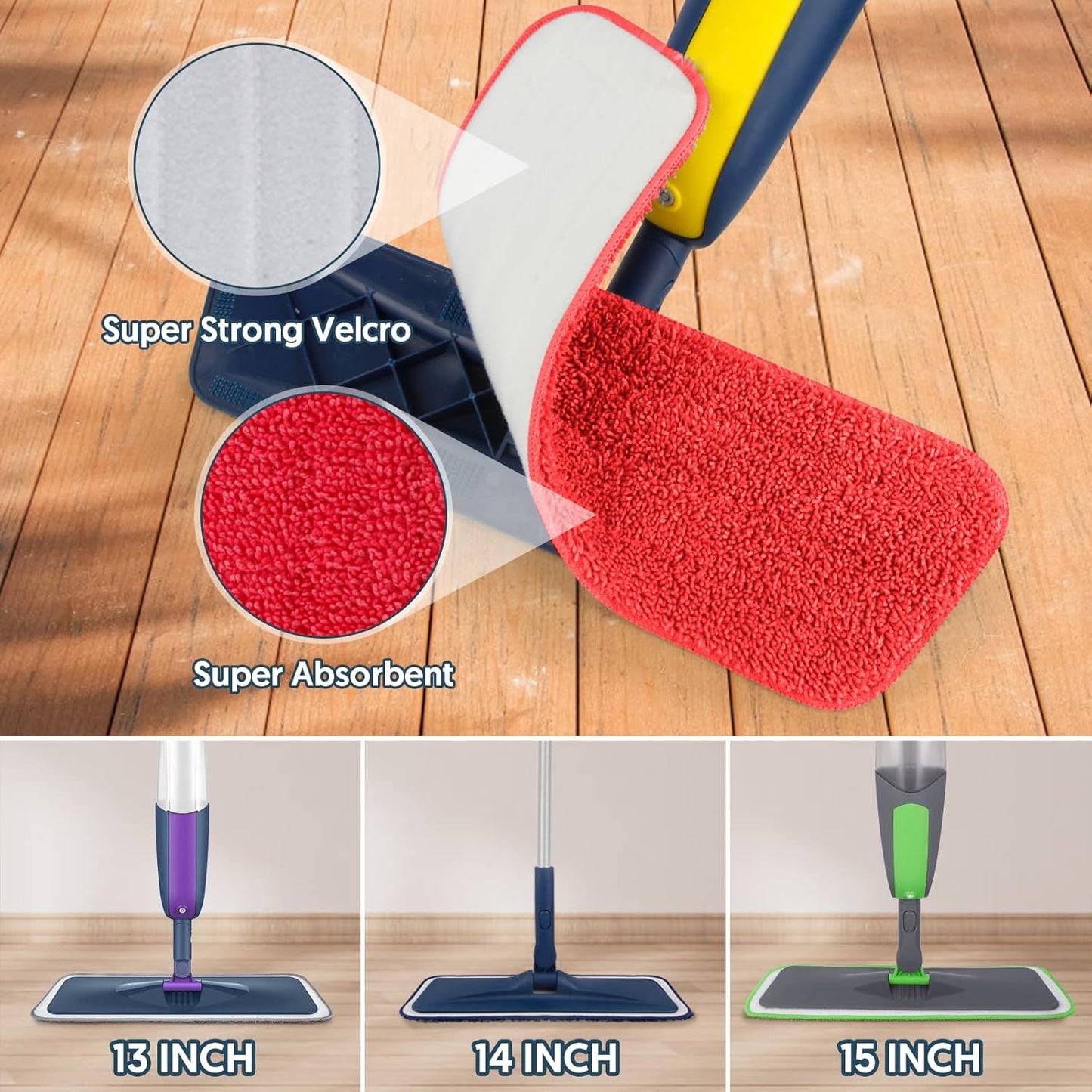 7 Count Reusable Mop Pads for Swiffer PowerMop - MEXERRIS Microfiber Wet PowerMop Pads Refills Machine Washable Hard Wood Floor Mop Pads Replacement for 13''-15'' Spray Floor Mops