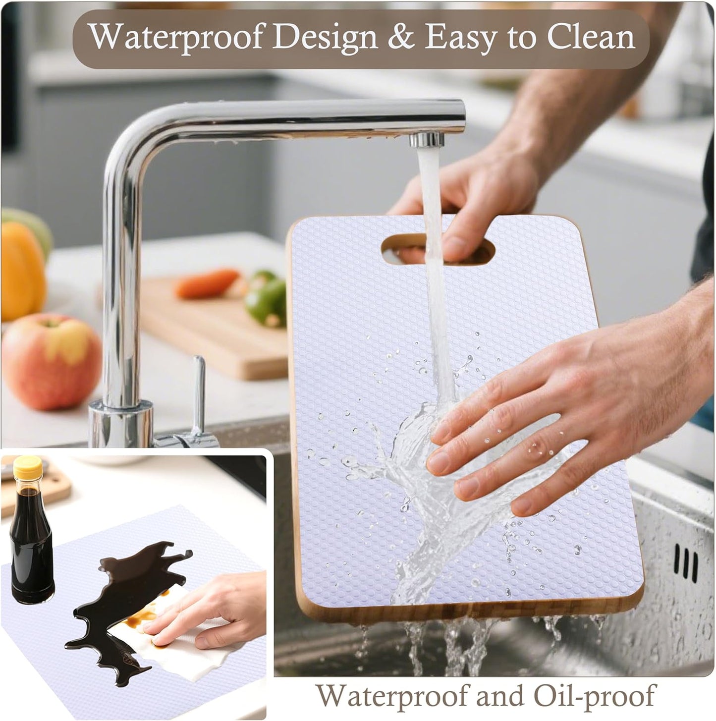 Shelf Liner Non-Slip 20 Inch Wide X 20 Ft Kitchen Cabinet Drawer Liners Waterproof & Oil-Proof Drawer Mat for Cupboard Pantry Non Adhesive Refrigerator Shelf Liner Strong Grip Cabinet Mat